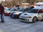 Three of the four Mitsubishi Lancer Evolutions entered this weekend.