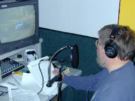 Recording the voice track to the video at the studios of WDIO-TV in Duluth.